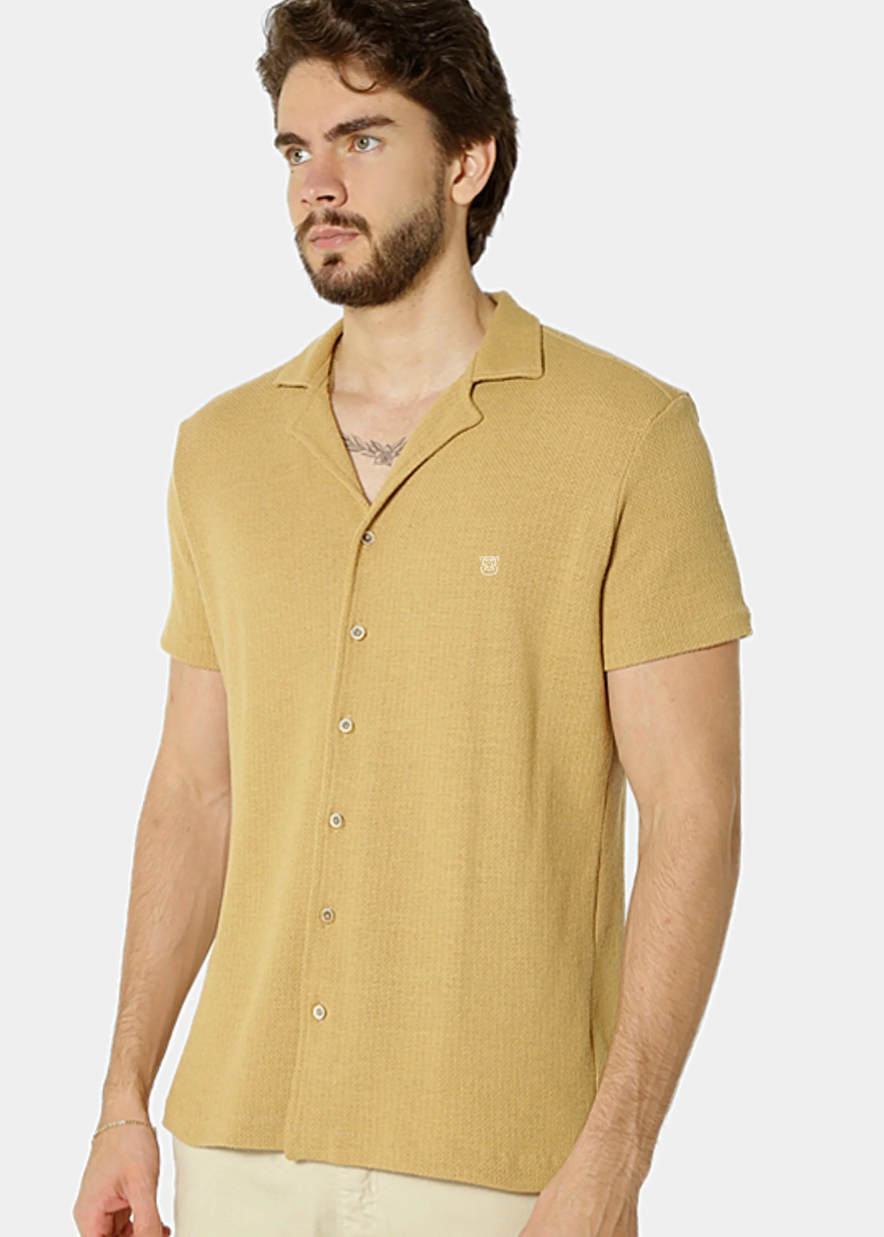 Camisa Gola Esporte Manga Curta Textura